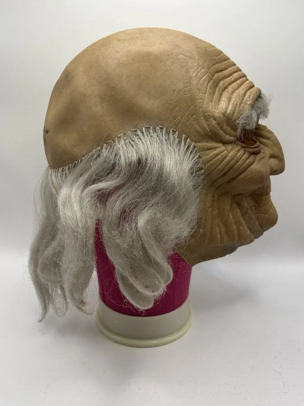 Vintage Old Man Halloween Mask Gray Hair Rubber Latex Adult Costume Creepy Rare